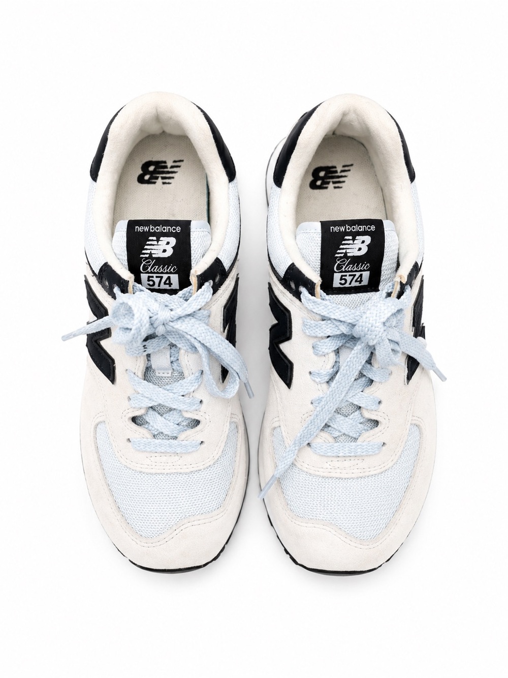 New Balance 574 Sneakers in Light Blue, Cream & Black
